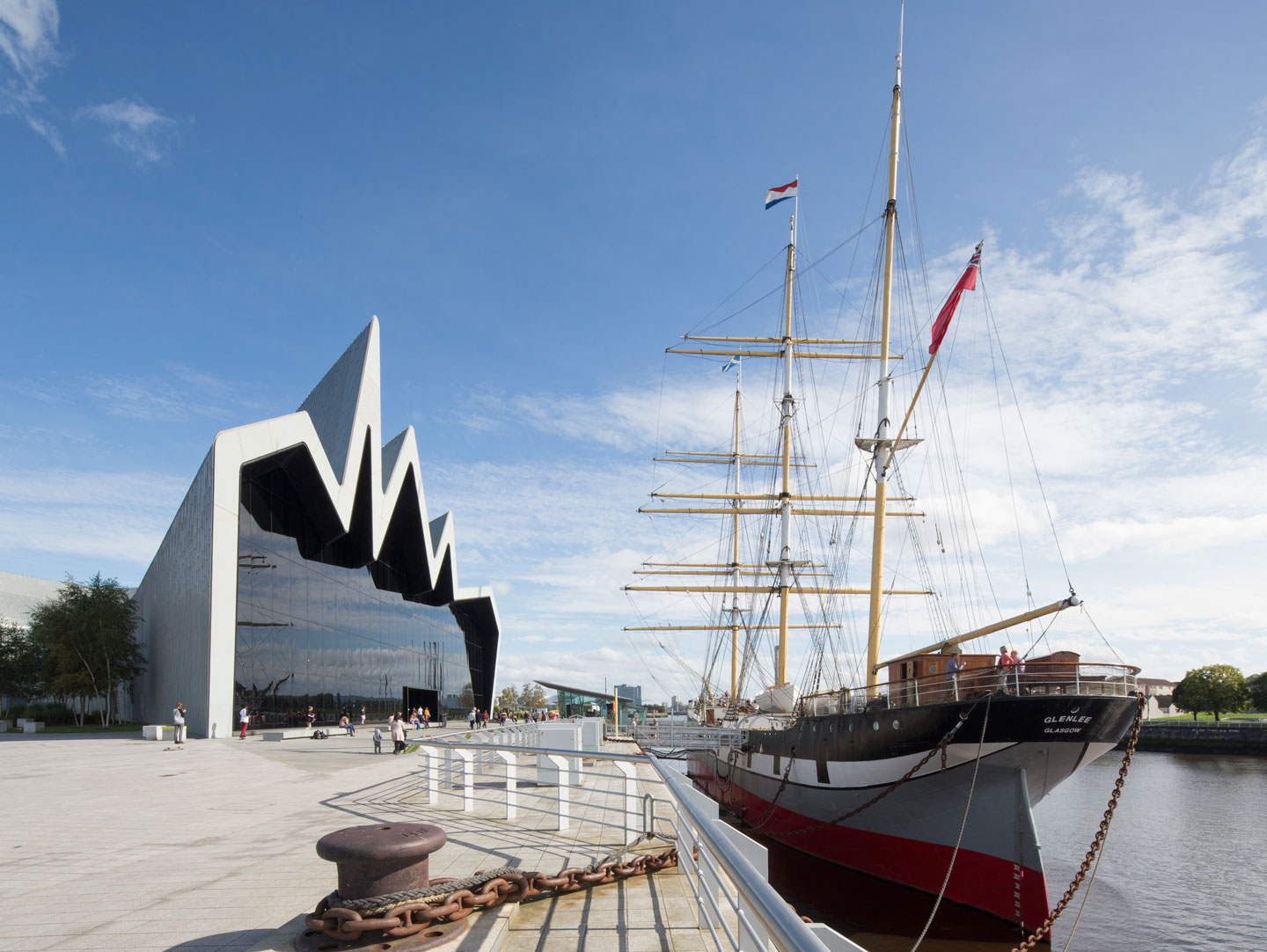 Riverside museum and tall ship in Glasgow